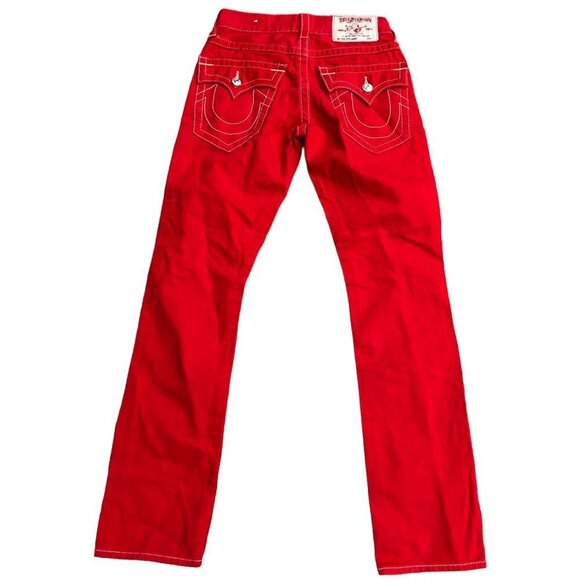 VINTAGE True Religion Jeans Size 27 STRAIGHT RED - Picture 4 of 9